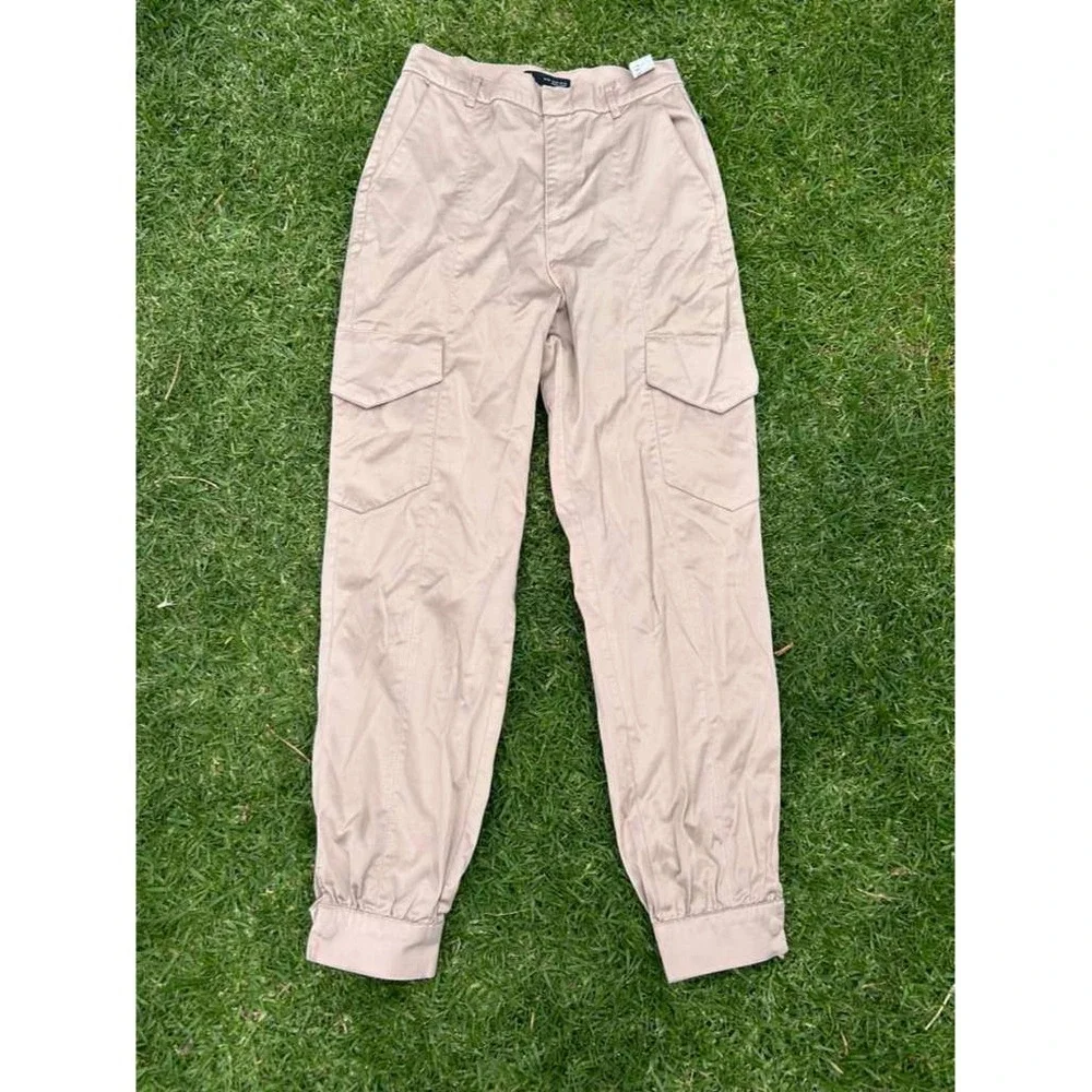 Zara Womens High Waisted Cargo Jogger Pants‎ Tan Khaki Size XS 7385/169/307